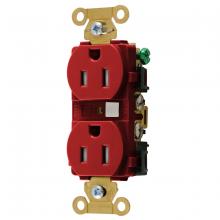 Hubbell Wiring Device-Kellems HBL5262RTR - DUP RCPT, IND, TR, 15A/125V, 5-15R, RED