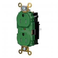 Hubbell Wiring Device-Kellems HBL5262STGNTR - DPLX RCPT IND, TR, SPRG TRM 15A 125V, GN