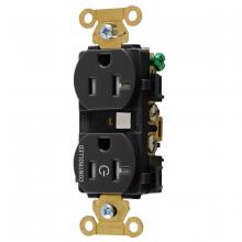 Hubbell Wiring Device-Kellems HBL5362C1BLKTR - 1/2 CONTROLLED IND 20A 125V, TR DUP, BK