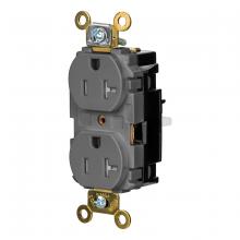 Hubbell Wiring Device-Kellems HBL5362STGYTR - DPLX RCPT IND, TR, SPRG TRM 20A 125V, GY