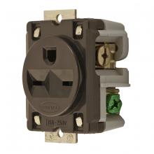 Hubbell Wiring Device-Kellems HBL5684 - SGL PANEL MT RCPT, 15A 250V, 6-15R, BR
