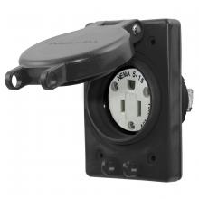 Hubbell Wiring Device-Kellems HBL60W47BK - WATERTIGHT RECEP ASSY, NEMA 5-15R BK