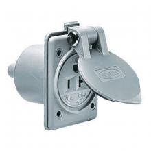 Hubbell Wiring Device-Kellems HBL61CM65 - MARINE HULL OUTLET, 20A 125V, 5-20R, GY