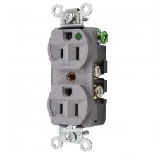 Hubbell Wiring Device-Kellems HBL8200HG - DUP RCPT, COM/HG, 15A 125V, 5-15R, GY