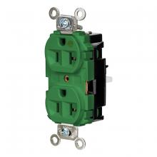 Hubbell Wiring Device-Kellems HBL8300STGN - DPLX RCPT, HG, SPRG TRM, 20A 125V, GN