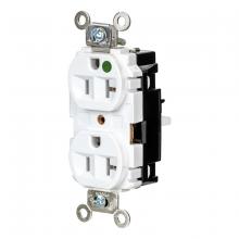 Hubbell Wiring Device-Kellems HBL8300STW - DPLX RCPT, HG, SPRG TRM, 20A 125V, WH