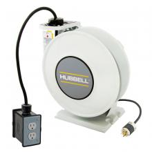 Hubbell Wiring Device-Kellems HBLI25143R15M1 - IND REEL, W/(1) DPLX, BLK, 25' 14/3, WH