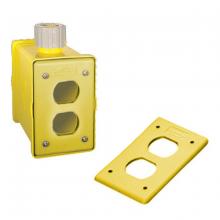Hubbell Wiring Device-Kellems HBLPOB1DY - PORTABLE OUTLET BOX W/DUP, YELLOW PLATE