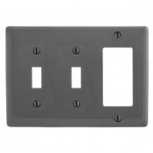 Hubbell Wiring Device-Kellems NPJ226GY - WALLPLATE, M-SIZE 3-G, 2) TOG 1) DEC, GY