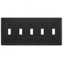 Hubbell Wiring Device-Kellems NP5BK - WALLPLATE, 5-G, 5) TOGG, BK