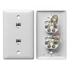 Hubbell Wiring Device-Kellems NS745W - PLATE, MIDSIZE,W/2JKS,6POS,4CON,S/TRM,WH