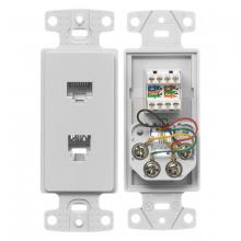 Hubbell Wiring Device-Kellems NS784W - PLATE, FRAME,W/CAT5E/JK,6POS,4C,S/TRM,WH
