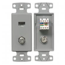 Hubbell Wiring Device-Kellems NS785GY - PLATE, FRAME,W/F-CONN & CAT5E JACK,GY