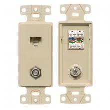 Hubbell Wiring Device-Kellems NS785I - PLATE, FRAME,W/F-CONN & CAT5E JACK,EI