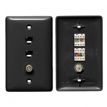 Hubbell Wiring Device-Kellems NS790BK - PLATE, 1GANG,W/6P4C,CAT5E,F-CONN,BK