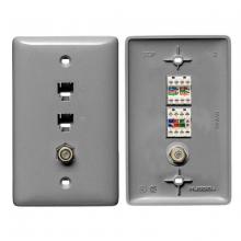 Hubbell Wiring Device-Kellems NS790GY - PLATE, 1GANG,W/6P4C,CAT5E,F-CONN,GY
