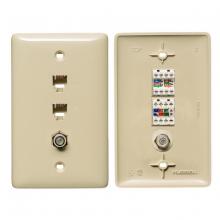 Hubbell Wiring Device-Kellems NS790I - PLATE, 1GANG,W/6P4C,CAT5E,F-CONN,IV