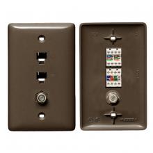 Hubbell Wiring Device-Kellems NS790 - PLATE, 1GANG,W/6P4C,CAT5E,F-CONN,BR