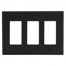 Hubbell Wiring Device-Kellems P263BK - WALLPLATE, 3-G, 3) DEC, BK