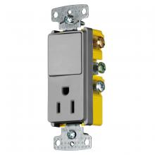 Hubbell Wiring Device-Kellems RCD108GY - COMBO, 15A SP RKR, 15A 125V RCPT, GY
