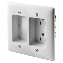 Hubbell Wiring Device-Kellems RR1512W - RECESS TR DUP RCPT 2G W/FEED,15A 125V,WH