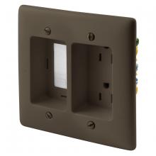Hubbell Wiring Device-Kellems RR1512 - RECESS TR DUP RCPT 2G W/FEED,15A 125V,BR
