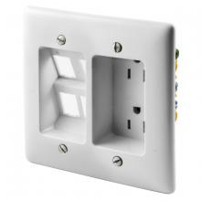 Hubbell Wiring Device-Kellems RR1514W - RECES TR DUP RCPT 2G W/SNAPFIT,15A 125WH