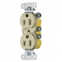 Hubbell Wiring Device-Kellems RR15QITR - RCPT, DUP, TR, 15A 125V, QCK-PLT, IV
