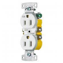 Hubbell Wiring Device-Kellems RR15QWTR - RCPT, DUP, TR, 15A 125V, QCK-PLT, WH