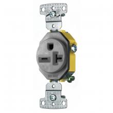 Hubbell Wiring Device-Kellems RR205GY - RESI SGL RCPT, 20A 250V, SELF GRND, GY