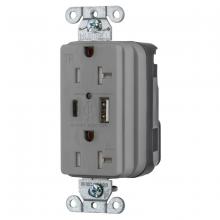 Hubbell Wiring Device-Kellems SNAP20UACGY - USB CHG SNAP 20A125V DUP 5A PORT AC, GY