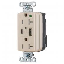 Hubbell Wiring Device-Kellems SNAP8300UACLA - USB CHG SNAP HG 20A125V DUP 5A PT AC, LA