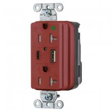 Hubbell Wiring Device-Kellems SNAP8300UACR - USB CHG SNAP HG 20A125V DUP 5A PT AC, RD