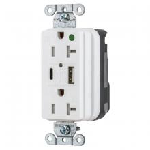 Hubbell Wiring Device-Kellems SNAP8300UACW - USB CHG SNAP HG 20A125V DUP 5A PT AC, WH