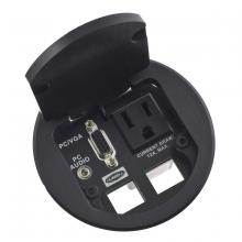 Hubbell Wiring Device-Kellems TTBDS1BK - TABLETOP BOX, DUAL SVC, 1 OUTLET, BK