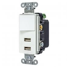 Hubbell Wiring Device-Kellems USB102W - USB CHRGR SP3W, 2.1A 5V TWO PORT,WHITE