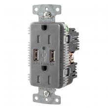 Hubbell Wiring Device-Kellems USB15A5GY - RCPT DUP 15A 125V 5A 5V USB PORT A GY
