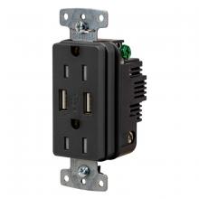 Hubbell Wiring Device-Kellems USB15ABK - RCPT DUP 15A125V 3.1A5V USB PORT A BK
