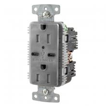Hubbell Wiring Device-Kellems USB15C5GY - RCPT DUP 15A 125V 5A 5V USB PORT C GY