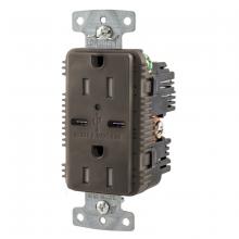 Hubbell Wiring Device-Kellems USB15C5 - RCPT DUP 15A 125V 5A 5V USB PORT C BR