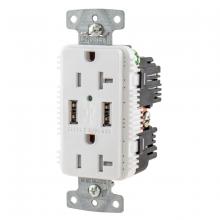 Hubbell Wiring Device-Kellems USB20A5W - RCPT DUP 20A 125V 5A 5V USB PORT A WH