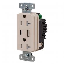 Hubbell Wiring Device-Kellems USB20ACLA - RCPT DUP 20A125V 3.1A5V USB PORT AC LA