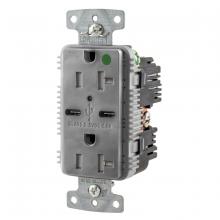 Hubbell Wiring Device-Kellems USB8300C5GY - RCPT HG DUP 20A 125V 5A 5V USB PORT C GY