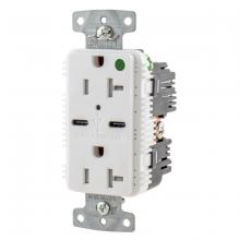 Hubbell Wiring Device-Kellems USB8300C5W - RCPT HG DUP 20A 125V 5A 5V USB PORT C WH