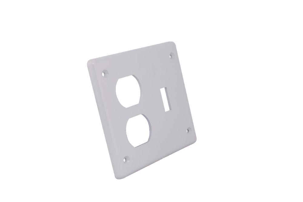 PVC DBL GANG COV. PLATE COMBO SWITCH SING. REC.