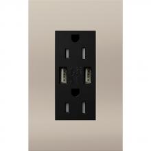 Lutron Electronics LTR-F15-UBTR-BN - DUPLEX 15A TR DUAL USB RECEPTACLE BN FP